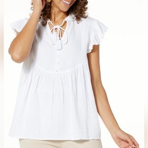 Eyelet Cap Sleeve Top